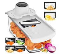 Fullstar Pro - Mandoline Cuisine, Coupe Julienne et Râpe 6-en-1 | Découpe Julienne, Spiraliseur, Râpeuse Légumes & Fromage Multifonctions - Gant de Protection, Protège-doigts (6-en-1, Blanc)