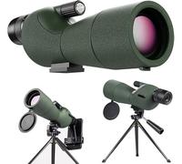 Fulluky Longue-vue - Télescope Ultra HD 25-75 x 60, Dual Focusing ED, étanche FMC Objectif BA4 Prisme avec sac de transport Trépied pour chasse, observation des oiseaux, paysage sauvage (vert armée)