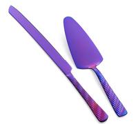 FULLYWARE Ensemble de couteaux et de service à gâteau de mariage violet, set de découpe de gâteau en acier inoxydable, pour mariage, anniversaire, fête