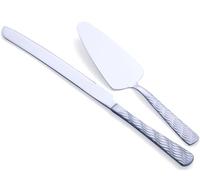 FULLYWARE Ensemble de découpe de gâteau en argent, ensemble de couteau et de serveur en acier inoxydable, ensemble de découpe de gâteau et de tarte pour mariage, anniversaire, fête