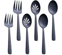 FULLYWARE Ensemble d'Ustensiles de Service Noir Mat - Grande Cuillère et Fourchette en Acier Inoxydable, 24,1 cm, Finition Satinée