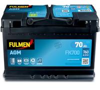 Fulmen FK700 Batterie Auto AGM 12V Plomb-Acide pour véhicules Start Stop et xEV - 70Ah 760A - Haute Performance