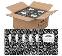 Fulmoon 100 Pack Bulk Spiral Composition Notebooks, Hard Cover, College Ruled Paper, 9-3/4 x 7-1/2 Inches, 60 Pages (30 Sheets), Black Marble Cover Composition Notebooks for School College Office