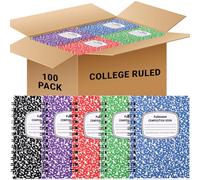 Fulmoon 100 Pack Mini Spiral Composition Notebooks Bulk, Hard Cover, College Ruled Paper, 4.5 X 3.25 Inches, 60 Pages (30 Sheets), Assorted Marble Cover Composition Notebooks for School College Office