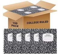 Fulmoon 100 Pack Mini Spiral Composition Notebooks Bulk, Hard Cover, College Ruled Paper, 4.5 x 3.25 Inches, 60 Pages (30 Sheets), Black Marble Cover Composition Notebooks for School College Office