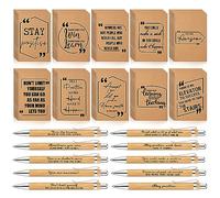 Fulmoon Lot de 200 mini carnets de motivation en papier kraft avec stylo en bambou pour étudiants, fournitures de bureau, secrétaires