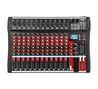 FULODE Table de mixage audio 12 canaux, console de mixage professionnelle pour DJ avec Bluetooth, lecteur USB/MP3, réverbération et alimentation fantôme 48 V pour enregistrement en studio, karaoké et