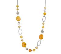 FULU AUTUMN Collier Long de Perles en Argent - Collier Boheme Long avec Perles de Cristal et de Pierre Bijoux Fantaisie - Belle Idée de Cadeau de Fête Des Mères(Yellow)