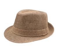 FULUJIDI Chapeaux Fedora Trilby Chapeau Chapeau De Jazz en Lin Courbé Rétro Chapeau Haut De Forme en Plein Air Plaine Lin Solide Pare-Soleil Chapeau Fête Fedoras Casquette Kaki