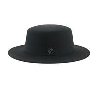FULUJIDI Chapeaux Fedora Trilby Chapeau Chapeaux pour Femmes Fedoras Flat Top Casual Wide Brim Solid Felted Hat Hommes Casquettes Jazz Cap Western Cowboy 56-58Cm (Adultes) Noir