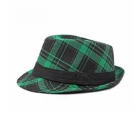 FULUJIDI Chapeaux Fedora Trilby Chapeau Classique Polyvalent À Carreaux Top Hat Femmes British Retro Jazz Fedoras pour Hommes Vert
