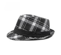 FULUJIDI Chapeaux Fedora Trilby Chapeau Classique Polyvalent Damier Top Hat Femmes British Retro Jazz Fedoras pour Les Hommes Noir