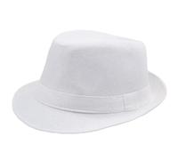 FULUJIDI Chapeaux Fedora Trilby Chapeau Lin Recourbés Jazz Chapeau Rétro Chapeau Haut De Forme en Plein Air Plaine Lin Solide Pare-Soleil Chapeau Fête Fedoras Chapeau Blanc