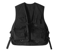 FULUJIDI Gilets Manteaux sans Manche Veste Gilet Multi-Pack Imperméable Ample Multi-Poches Gilet De Travail Gilet sans Manches Extérieur L Noir