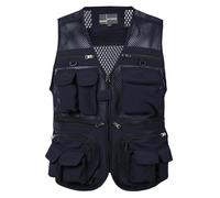 FULUJIDI Gilets Manteaux sans Manche Veste Gilet Multi-Poches en Maille pour Homme Grande Taille pour La Pêche Le Tourisme L'Extérieur 7XL Bleu Foncé