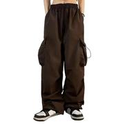 FULUJIDI Jeans Hose Femmes Pantalon Cargo Taille Haute Multi Poches À Séchage Rapide Femmes Pantalon Cordon Pleine Longueur Hip Hop Streetwear Dame Pantalon XXL Marron