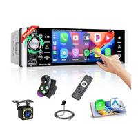 Fuluku 1 Din Autoradio avec Wireless Carplay Android Auto, 5.1 Pouces HD Touch Screen Radio Voiture avec Bluetooth/USB/FM/AM/RDS/EQ/Mirror Link/Caméra de recul/SWC/MIC