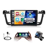 Fuluku 2+64G Android Radio pour Peugeot 508 2012 2013 2014 2015 2016 avec Wireless Carpaly&Android Auto, 9'' IPS Touchscreen Radio Voiture avec Bluetooth/GPS/Caméra de recul/FM/WiFi/SWC/26UI
