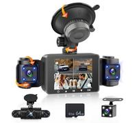 Fuluku 360 Degré 4 Canaux Tout Autour 1080P Car Dash Cam, 3 Pouces IPS Ecran avec 64GB/G-Sensor/Caméra Arrière/Mode Parking 24H/Vision de Nuit/Enregistrement en Boucle