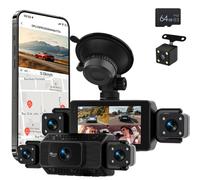 Fuluku 360 Degré 4 Canaux Tout Autour 1080P Car Dash Cam, 3 Pouces IPS Ecran avec WiFi/64GB/G-Sensor/Caméra Arrière/Mode Parking 24H/Vision de Nuit/Enregistrement en Boucle