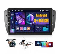 Fuluku 4+64G Android Autoradio pour Seat Ibiza 2009 2010 2011 2012 2013 avec Wireless Carplay&Android Auto, 9'' IPS Touch Screen Radio Voiture avec Bluetooth 5.0/GPS/Caméra de recul/FM/WiFi/SWC