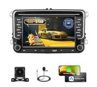 Fuluku 4+64G Android Autoradio pour VW Golf 5 6 Polo Tiguan Passat Touran Caddy T5 Trasporter Skoda Wireless Carpaly&Android Auto, 7'' IPS Ecran Radio USB/Type-C/Bluetooth 5.0/GPS/Caméra de Recul/FM