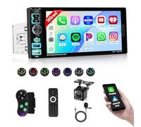 Fuluku 6.9" Autoradio 1 DIN avec Carplay Android Auto | 1 Din Poste Radio Voiture Bluetooth Mains Libres, FM, Caméra de Recul, Microphone, USB/AUX/TF/EQ/DVR
