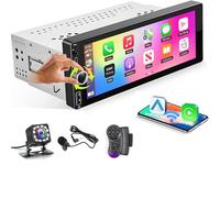 Fuluku 6.9 Pouces sans Fil Carplay Autoradio 1 Din avec Android Auto, HD 1080P Ecran Tactile 1 Din Radio Bluetooth 5.0 FM SWC EQ Mirror Link Caméra de Recul MIC AUX/TF/USB Type-C Port