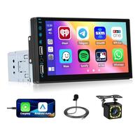Fuluku 7 Pouces Autoradio 1 Din avec Carplay Android Auto, HD Écran Tactile 1 Din Radio avec Bluetooth FM SWC EQ Mirror Link Caméra de Recul MIC, AUX/USB Input