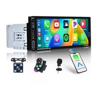 Fuluku Autoradio 1 Din avec sans Fil Carplay Android Auto, 6.9 Pouces HD Ecran Tactile 1 Din Radio Bluetooth/FM/SWC/EQ/Mirror Link/Caméra de Recul/MIC/Type-C & Port USB
