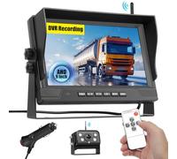 Fuluku Caméra de Recul sans fil Camion Moniteur 9 Pouces, Plug&Play Camera Recul avec Alerte D'angle Mort/Vision nocturne/étanche/Enregistrement en boucle pour Camping Car/Bus/Remorques/Voiture 12-24V