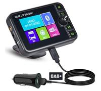 Fuluku Dab Adaptateur pour Autoradio Dab+ 2,4'' LCD Portable | Dab+ Autoradio Adaptateur avec FM Audio Transmetteur/Bluetooth Mains Libres/Bluetooth Musique/AUX in&Out/Supporte TF Carte
