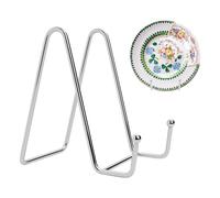 Fulushouxi Chevalet de table, 11 cm support assiette decorative, chevalet livre, support de présentation en métal, supports de cadre photo pour assiette, porte-photos cadres (argenté)