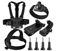 Fulushouxi Compatibile Con GoPro 9-en-1 Accessoires Kit, Harnais de Poitrine, Fixation Harnais Tete Bandeau, Fixation Poignet Clip Sac à Dos, Compatible avec Gopro Hero 9 8 7 6 5, SJCAM, Insta360