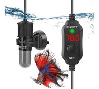 FUMAK Super mini chauffage d'aquarium 10 W Betta - Chauffage réglable submersible pour petit aquarium - Chauffage tortue avec thermostat à affichage numérique, pour aquariums de 3 à 7 litres