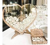 FUMANYI Wooden Heart-Shaped Guest Drop Box Wedding Message Personalized Guest Book Alternative Wood Frame Sign Book Rustic Decor Signature Visitors Books (Size : Small Hearts*80) Couleur Unique