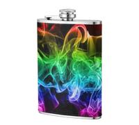 Fumée colorée abstraite noire,Flasque de poche plate de 8 oz en acier inoxydable 304, idéale pour les activités de plein air.