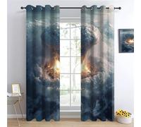 fumée de forêt Salon Rideaux Occultants, éruption volcanique Enfants Panneaux de Rideaux intérieurs, Champ de Neige de Haute Montagne Draperies, Chambre Décoration Fenêtre L132 x H240cm x2