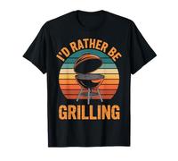 Fumée d'extérieur rétro BBQ ID Rather Be Grilling T-Shirt
