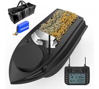 FUMENG Bateau d'appât GPS intelligent RC 800 m, croisière automatique, double moteur, veilleuse à LED, charge de 3 kg, pour pêche à la carpe, 20 000 mAh (version basique noire)