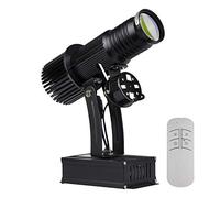 FUMENG Projecteur GOBO Logo 35W HD LED avec GOBO personnalisé et Zoom Manuel tournant/Statique pour Signes publicitaires, intérieurs,Noir,Remotecontrol