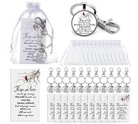 Fumete Lot de 12 porte-clés cardinaux rouges - Cadeau commémoratif pour la perte d'un être cher - Avec sac à cartes, funérailles, condoléances, deuil