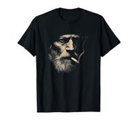 Fumeur Barbu Visage Vintage Abstrait Portrait T-Shirt