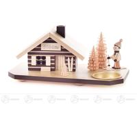 Fumeur Fumoir Chalet Avec Skieur, pour Photophore H=Environ 10 CM Neuf