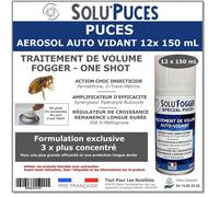 Fumigène spécial Puces SOLU'PUCES - Lot de 12 aérosols de 150ml