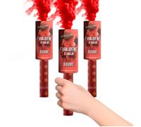Fumigène Torche a Main 45 secondes couleur Rouge - Lot de 3 - Déclenchement à Mèche, durée 45 sec, fumigene coRouge