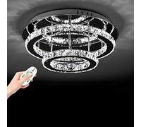 FUMIMID Plafonnier Moderne Rond LED Lustre K9 Cristal Avec Télécommande Dimmable Salon Chambre Salle À Manger Lampe Suspension Décoration Bureau Pendentif Transparent Éclairage De Plafond 30cm