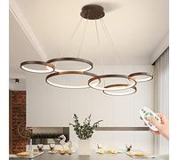 FUMIMID Suspension LED 6 Anneaux Lampe De Salle Table À Manger Moderne Lampe Suspendue Dimmable Avec Télécommande Plafonnier Hauteur Réglable Chambre Salon Lustre Design Rétro