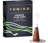 Fumino Cônes Encens Naturel Parfum Jasmin Aloe Vera - 15 Cônes Encens Frais Masala Agarbatti Joss Smoke - Fragrances pour Relaxation, Méditation, Détente et Décoration Intérieure