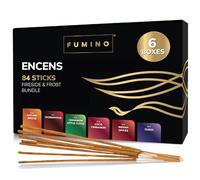 Fumino Encens Baton Lot 6 Boîtes 84 Bâtonnets (90g) Feu et Givre Naturels Frais Faits Main, Senteur Masala Agarbatti Joss pour la Relaxation et la Méditation - Encens Japonais Tierra Zen - Encensoir